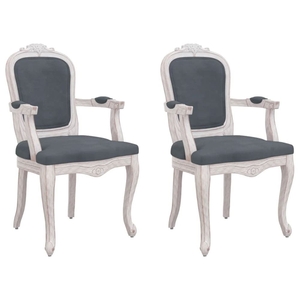 Vidaxl Jedálenské stoličky 2 ks tmavosivé 62x59,5x100,5 cm zamat